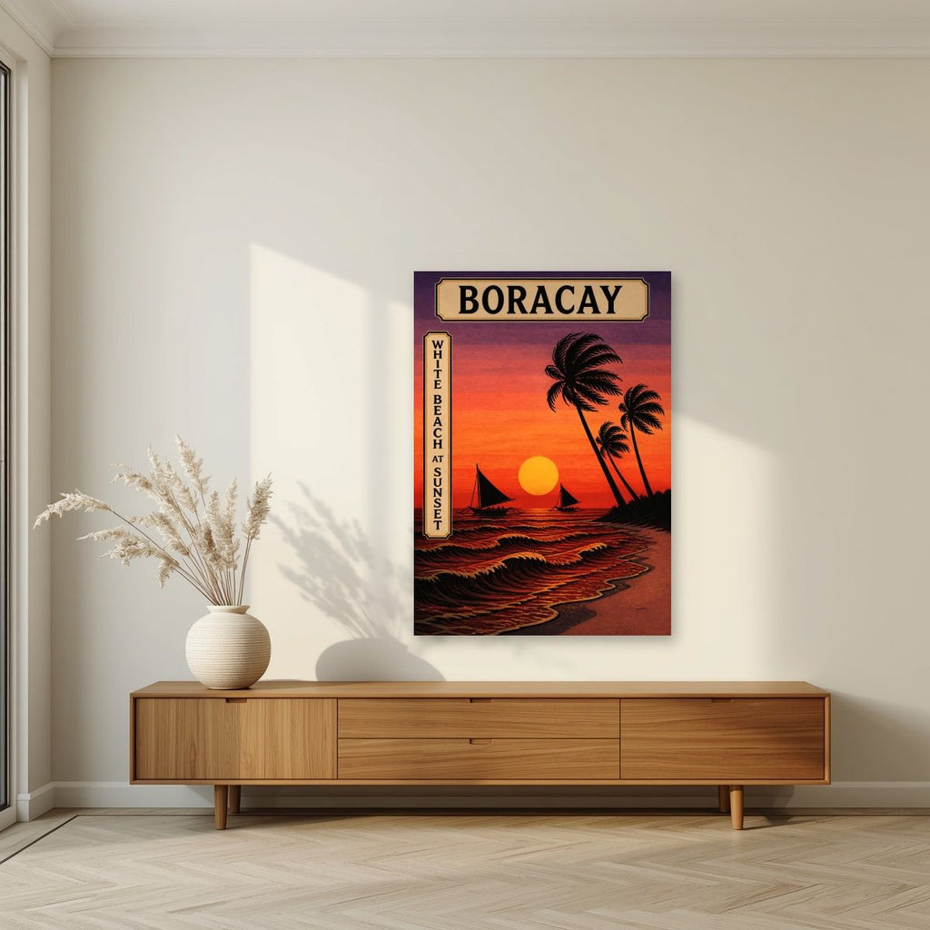 Takipsilim — Boracay art print, unframed poster, styled in a living room