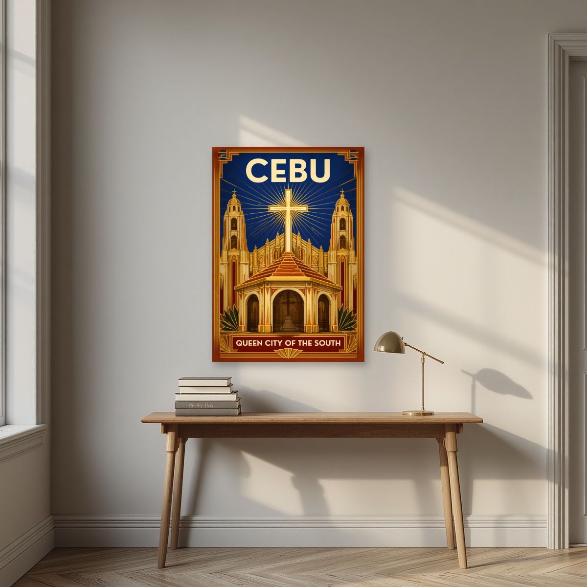 Basilika — Cebu art print, unframed poster, styled in a desk