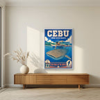 Butanding — Cebu art print, in a white frame, styled in a living room