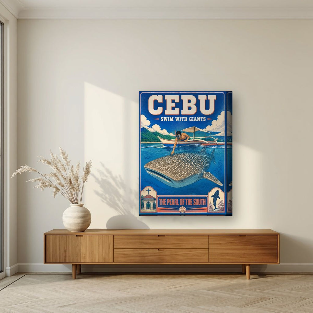 Butanding — Cebu art print, on thick canvas, styled in a living room