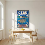 Butanding — Cebu art print, in a black frame, styled in a kitchen