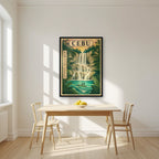 Kawasan — Cebu art print, in a black frame, styled in a kitchen
