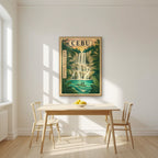 Kawasan — Cebu art print, in an oak frame, styled in a kitchen