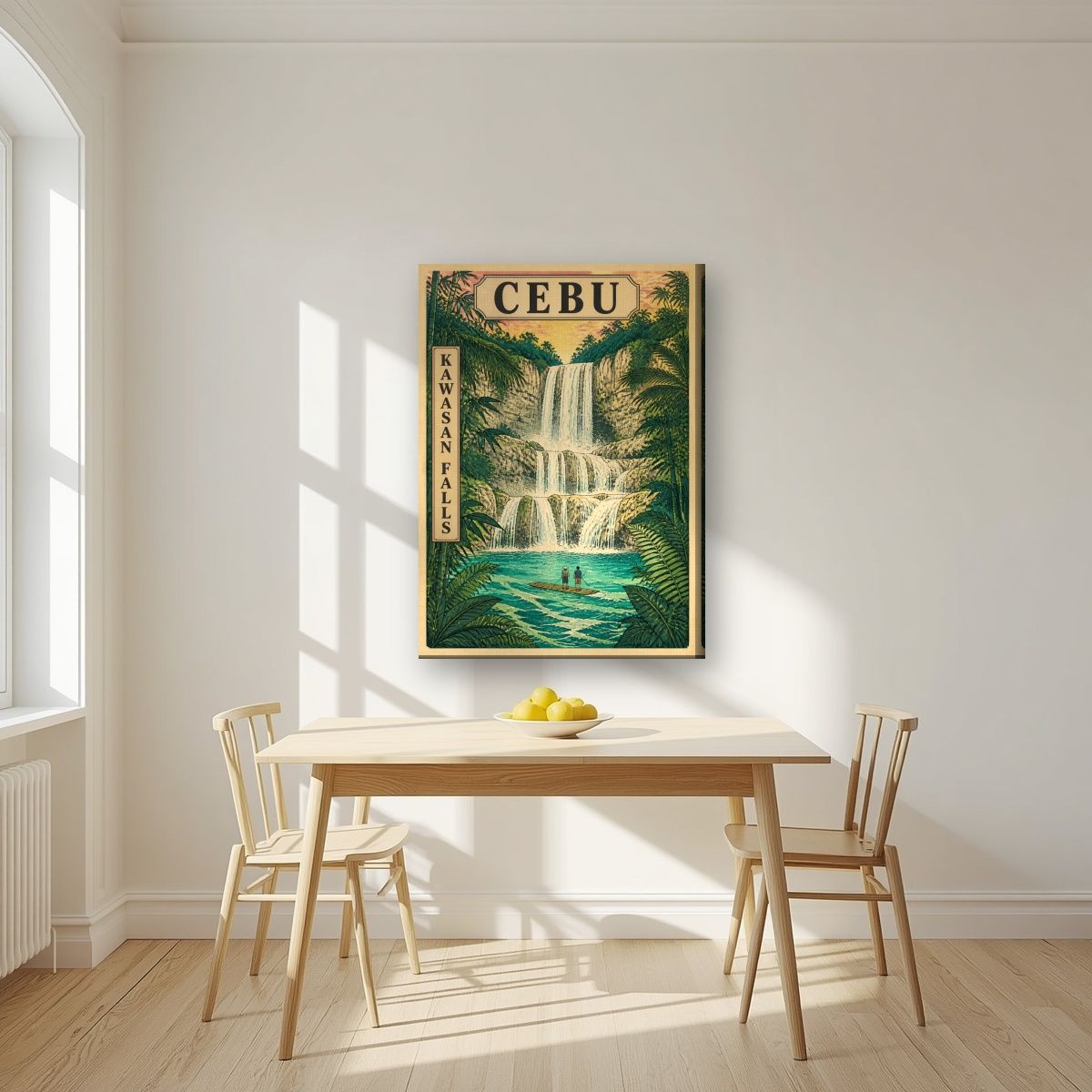 Kawasan — Cebu art print, on slim canvas, styled in a kitchen