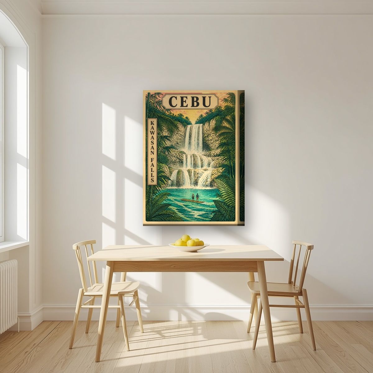 Kawasan — Cebu art print, on thick canvas, styled in a kitchen