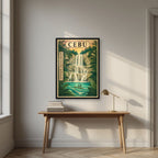 Kawasan — Cebu art print, in a black frame, styled in a desk