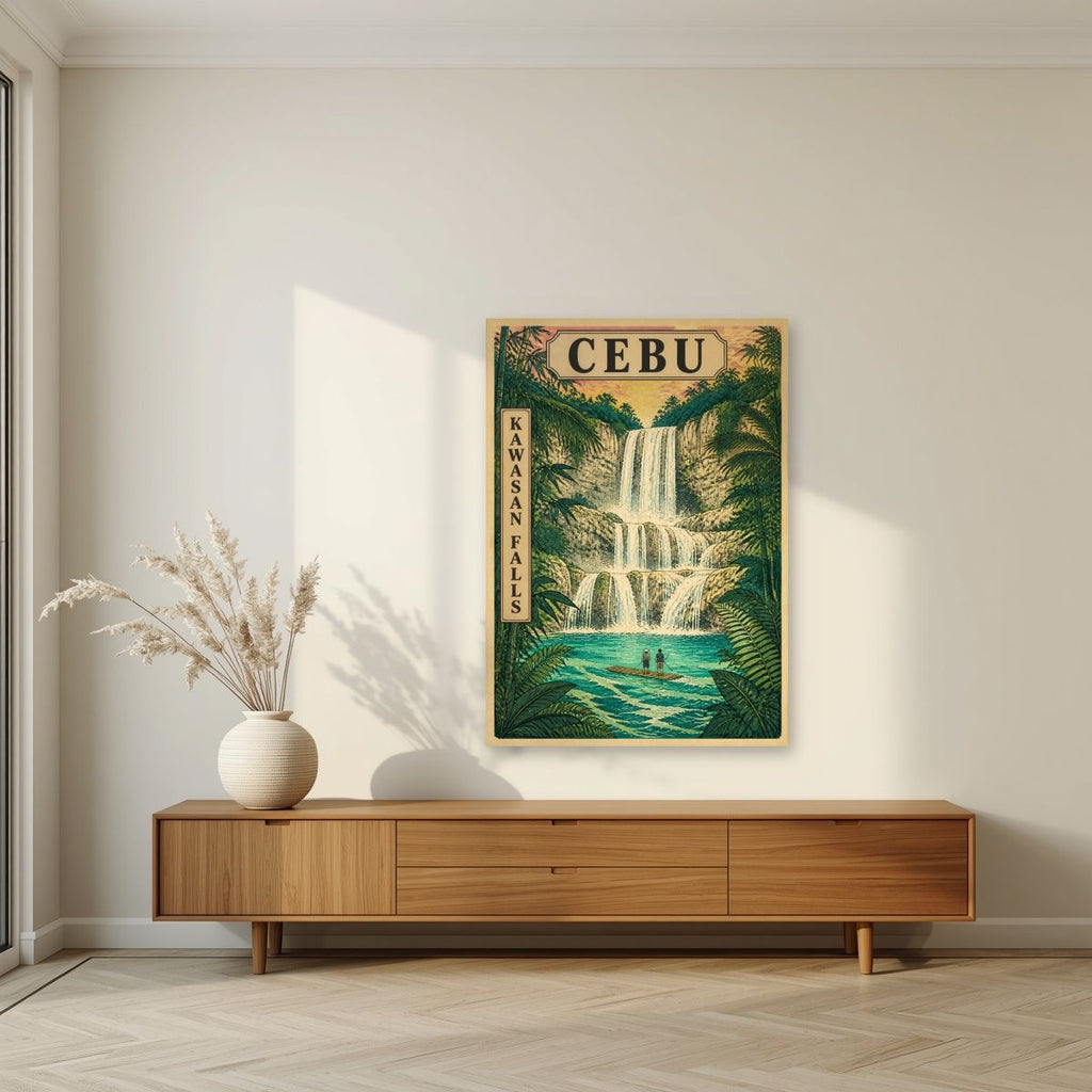 Kawasan — Cebu art print, unframed poster, styled in a living room