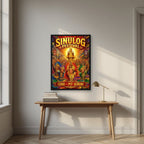 Pit Senor — Cebu art print, in a black frame, styled in a desk