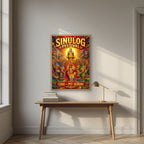 Pit Senor — Cebu art print, in an oak frame, styled in a desk