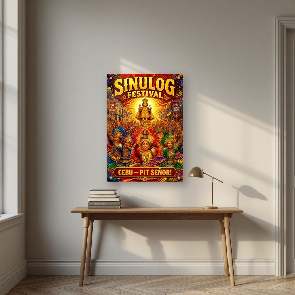 Pit Senor — Cebu art print, as an acrylic print, styled in a desk