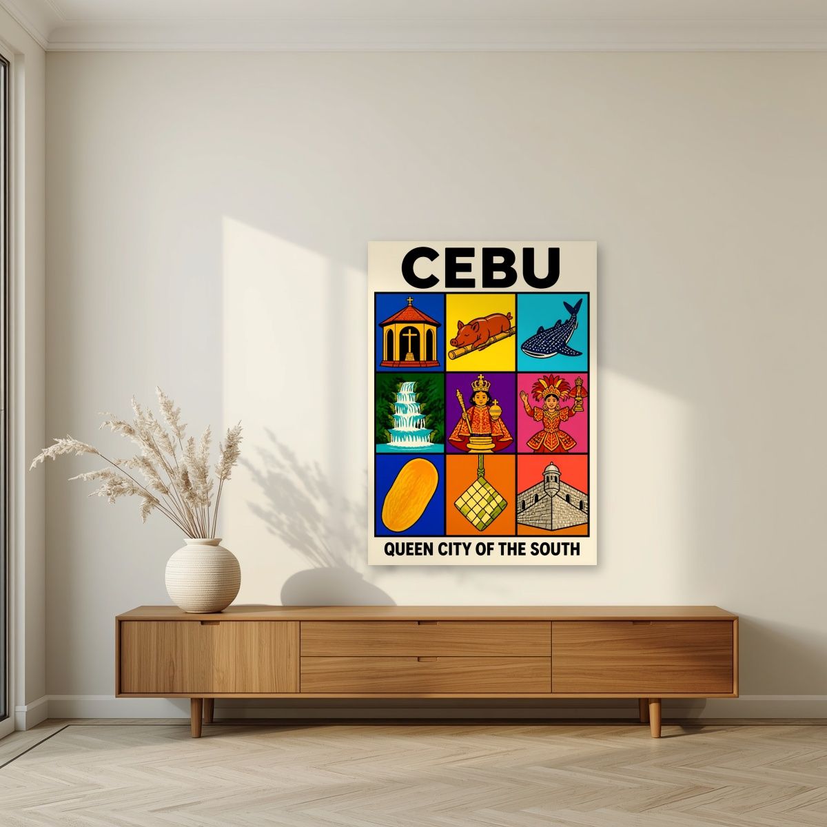 Siyam — Cebu art print, unframed poster, styled in a living room