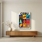 Siyam — Cebu art print, on slim canvas, styled in a living room