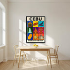 Siyam — Cebu art print, in a black frame, styled in a kitchen