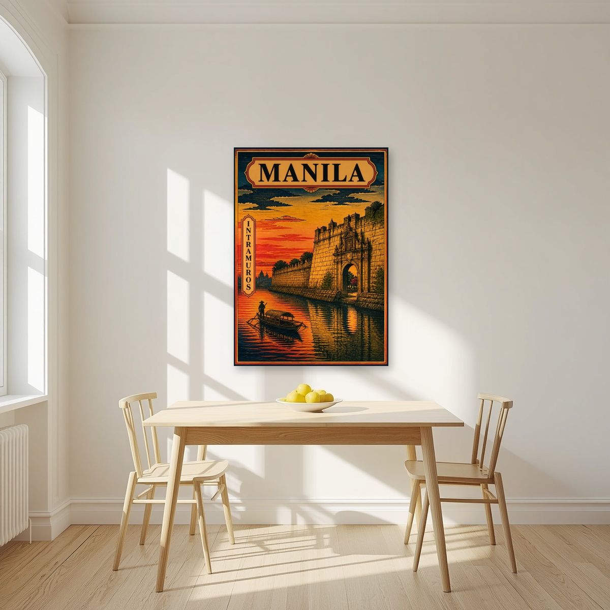 Intramuros — Manila art print, unframed poster, styled in a kitchen