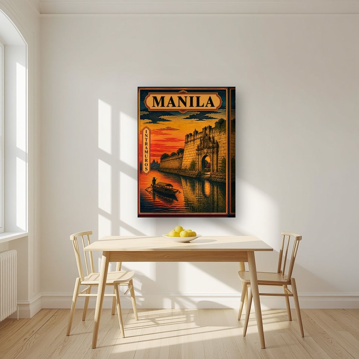 Intramuros — Manila art print, on thick canvas, styled in a kitchen