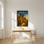 Kalesa sa Puerta — Manila art print, unframed poster, styled in a kitchen