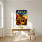 Kalesa sa Puerta — Manila art print, as an acrylic print, styled in a kitchen