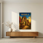 Kalesa sa Puerta — Manila art print, unframed poster, styled in a living room
