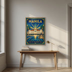 Palasyo sa Look — Manila art print, in an oak frame, styled in a desk