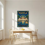 Palasyo sa Look — Manila art print, unframed poster, styled in a kitchen
