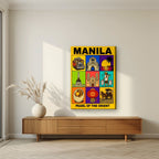 Siyam na Sagisag — Manila art print, on slim canvas, styled in a living room