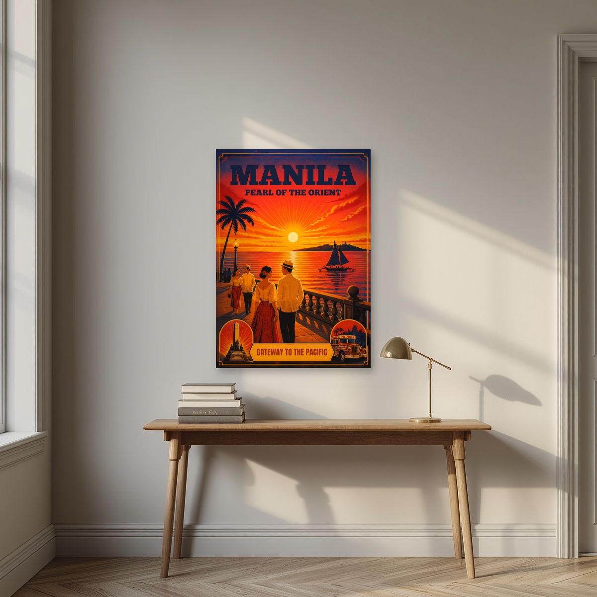 Takipsilim sa Baybayin — Manila art print, unframed poster, styled in a desk