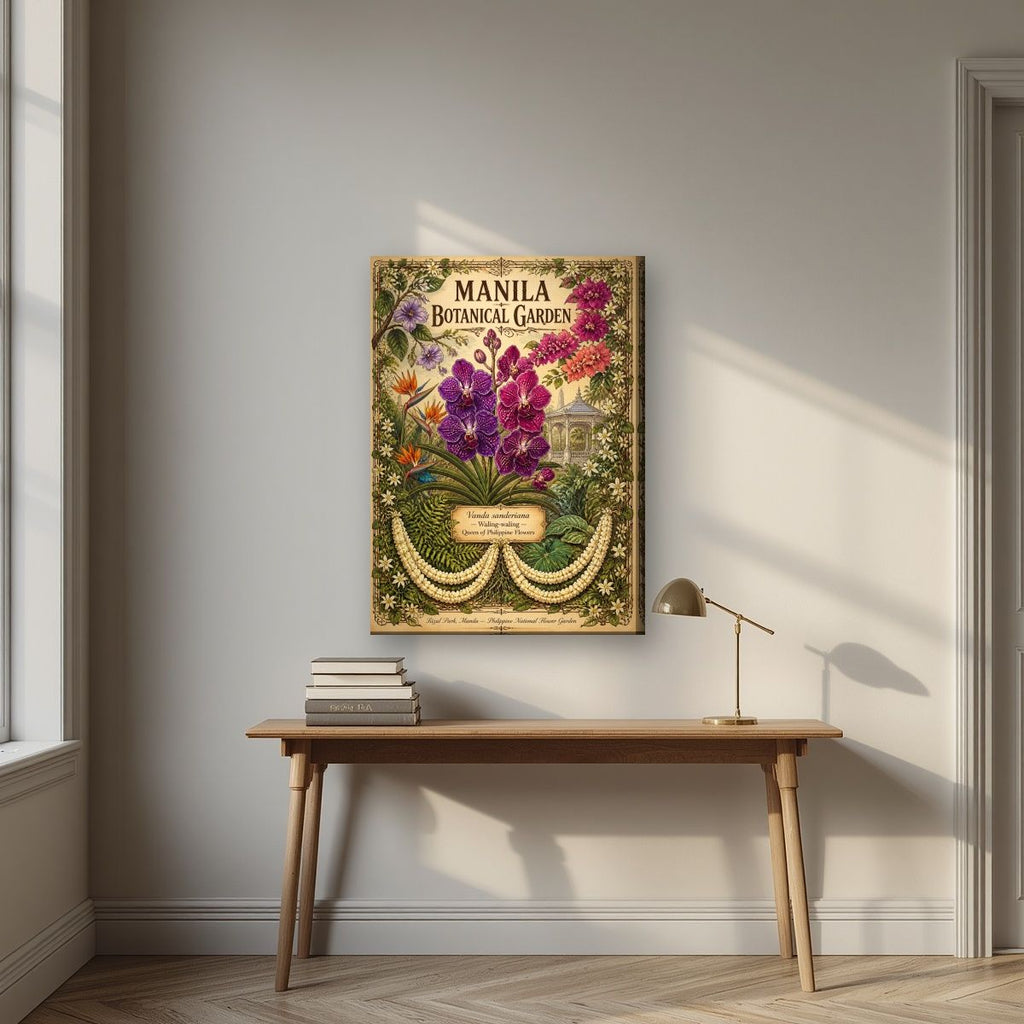 Waling-waling — Manila art print, on slim canvas, styled in a desk