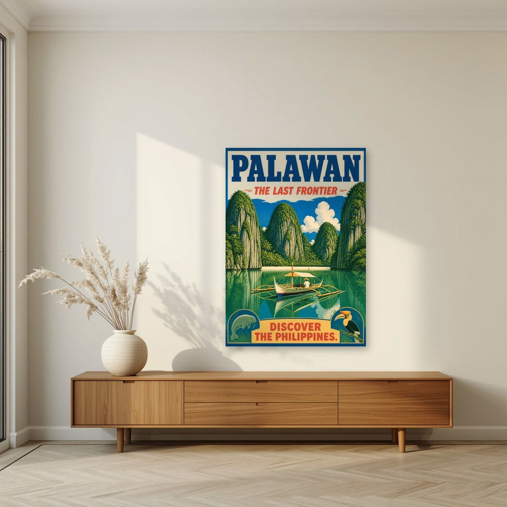 Ang Bangkero — Palawan art print, unframed poster, styled in a living room