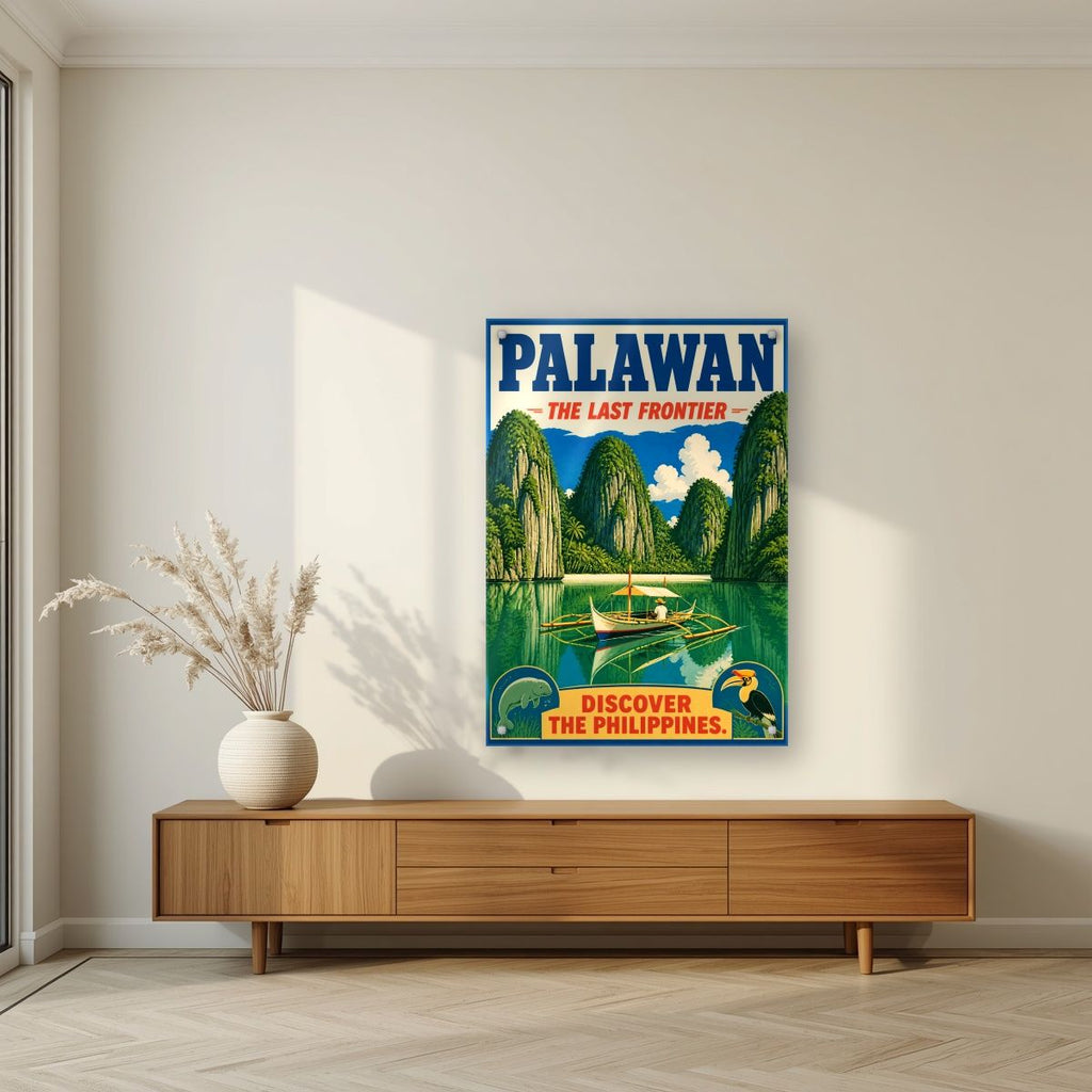 Ang Bangkero — Palawan art print, as an acrylic print, styled in a living room