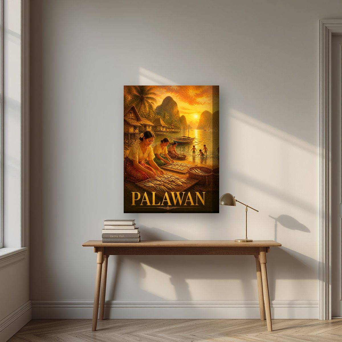 Ginintuang Hapon — Palawan art print, on thick canvas, styled in a desk