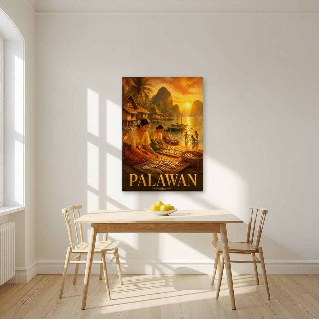 Ginintuang Hapon — Palawan art print, unframed poster, styled in a kitchen