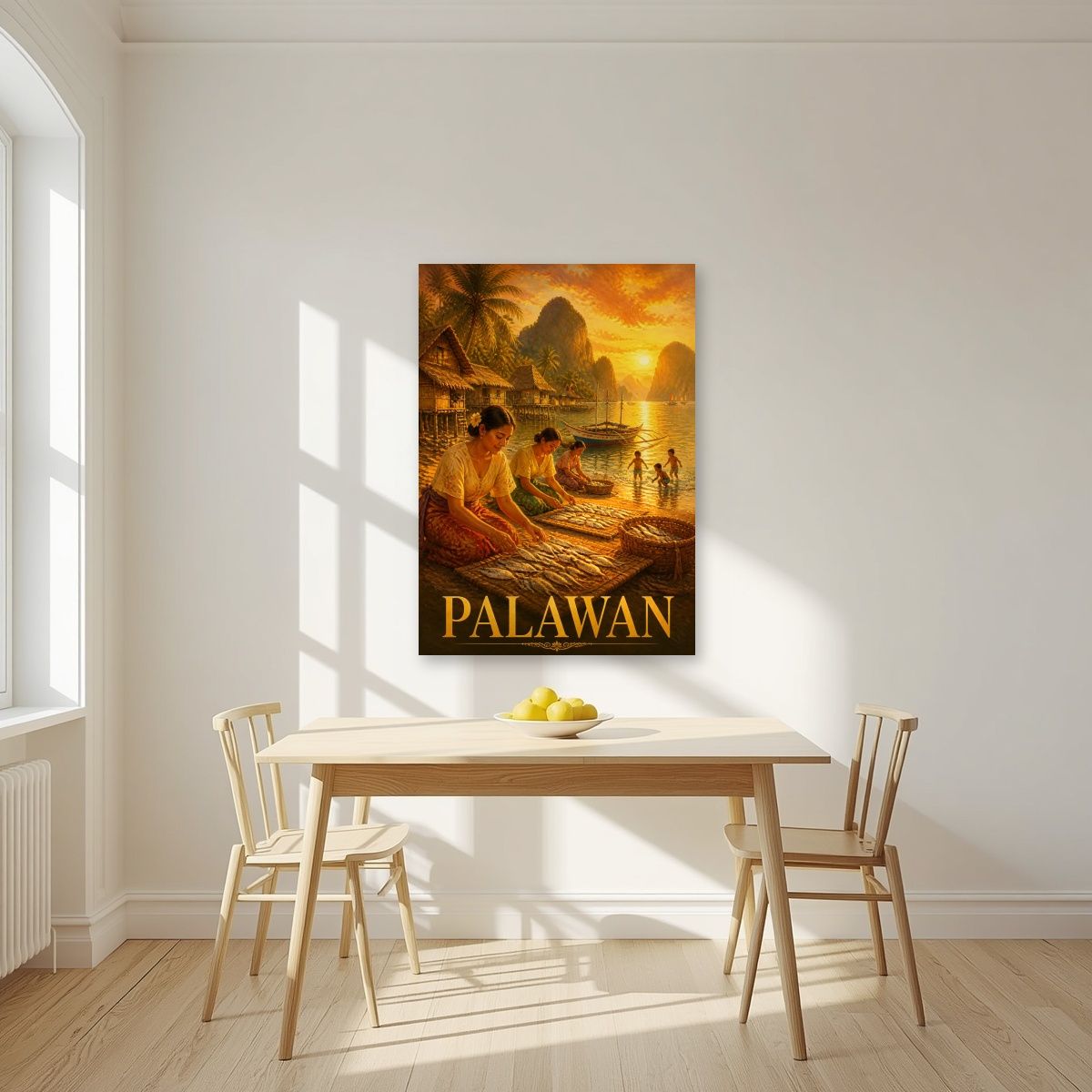 Ginintuang Hapon — Palawan art print, unframed poster, styled in a kitchen