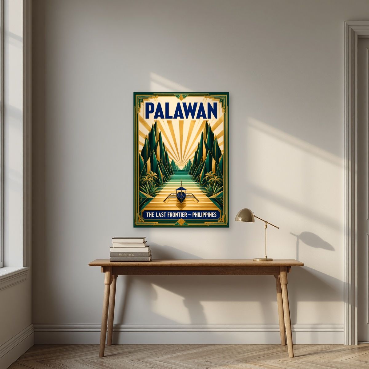 Gintong Palma — Palawan art print, unframed poster, styled in a desk