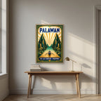 Gintong Palma — Palawan art print, in an oak frame, styled in a desk