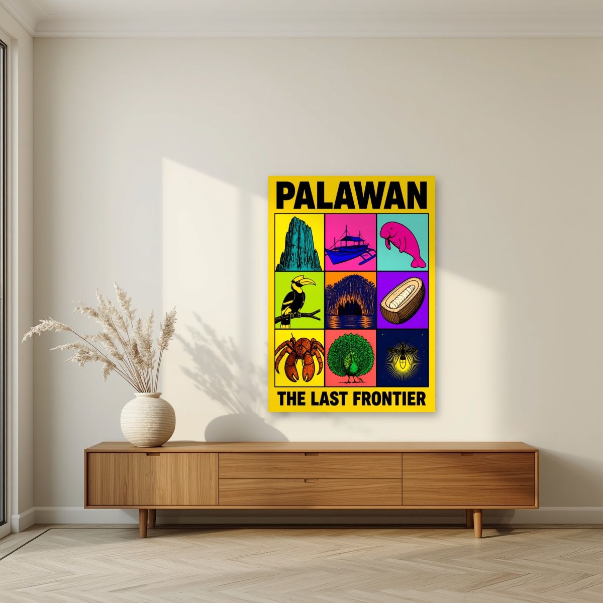 Siyam na Yaman — Palawan art print, unframed poster, styled in a living room