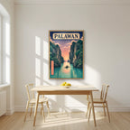 Takipsilim sa El Nido — Palawan art print, in an oak frame, styled in a kitchen