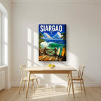 Boardwalk Break — Siargao art print, on thick canvas, styled in a kitchen