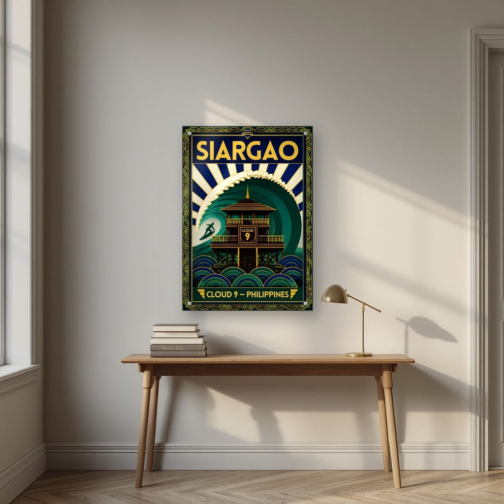 Cloud Nine Tower — Siargao art print, as an acrylic print, styled in a desk