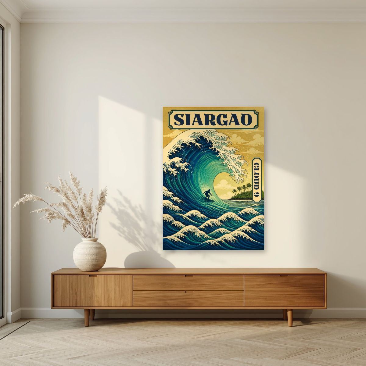 Dakilang Alon — Siargao art print, unframed poster, styled in a living room