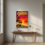Endless Summer — Siargao art print, in a white frame, styled in a desk