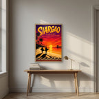 Endless Summer — Siargao art print, in an oak frame, styled in a desk