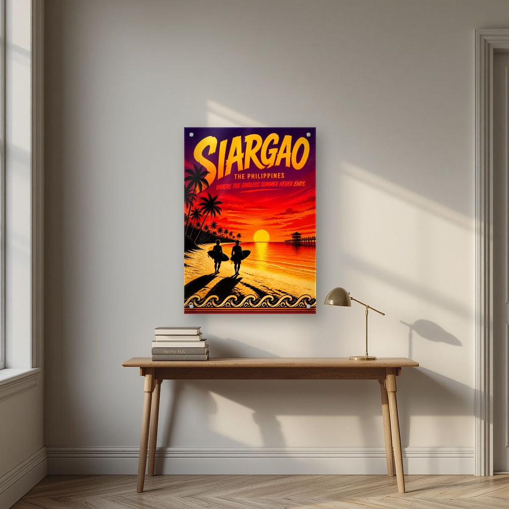 Endless Summer — Siargao art print, as an acrylic print, styled in a desk