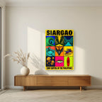 Isla Icons — Siargao art print, as an acrylic print, styled in a living room