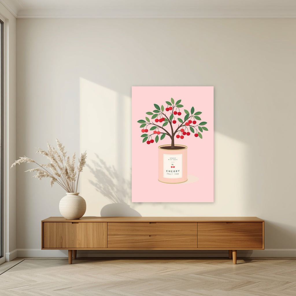 Cherry Tree — Fruit Trees art print, unframed poster, styled in a living room