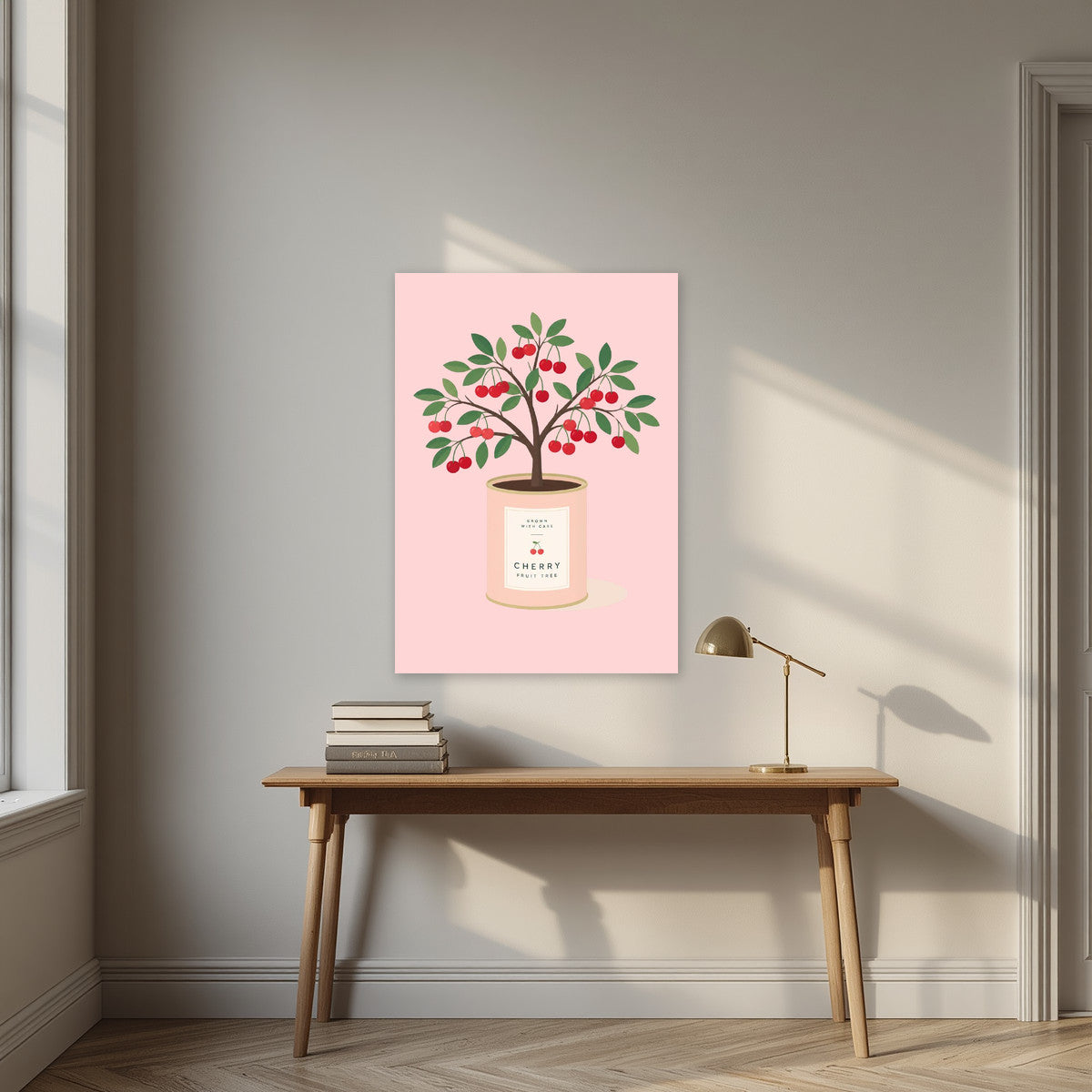 Cherry Tree — Fruit Trees art print, unframed poster, styled in a desk