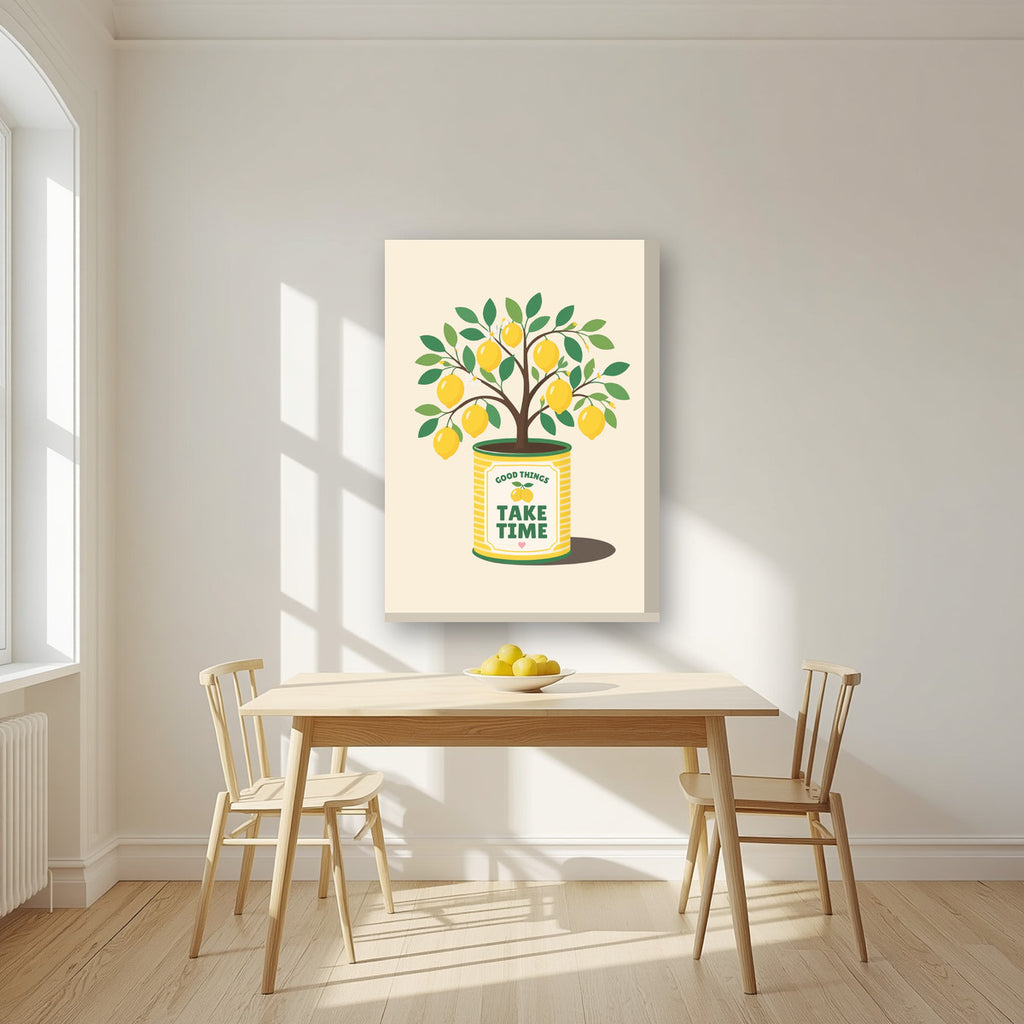 Lemon Tree — Fruit Trees art print, on thick canvas, styled in a kitchen