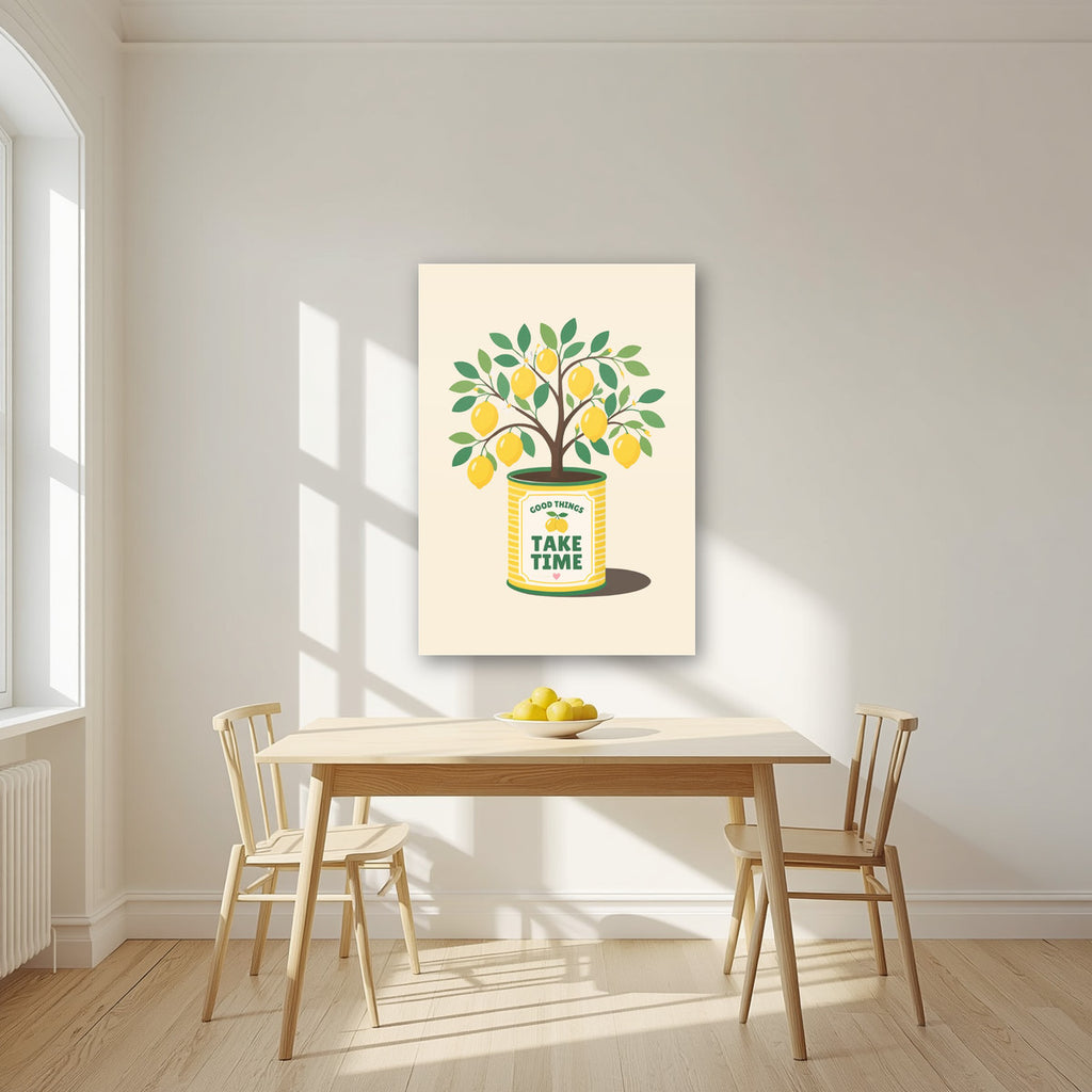 Lemon Tree — Fruit Trees art print, as an acrylic print, styled in a kitchen