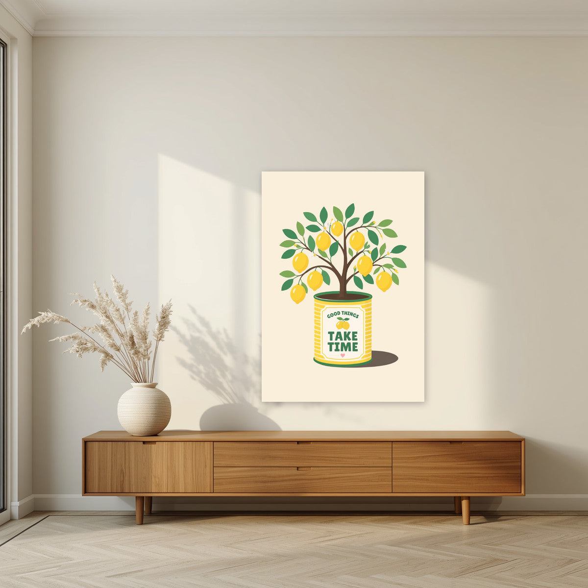 Lemon Tree — Fruit Trees art print, unframed poster, styled in a living room