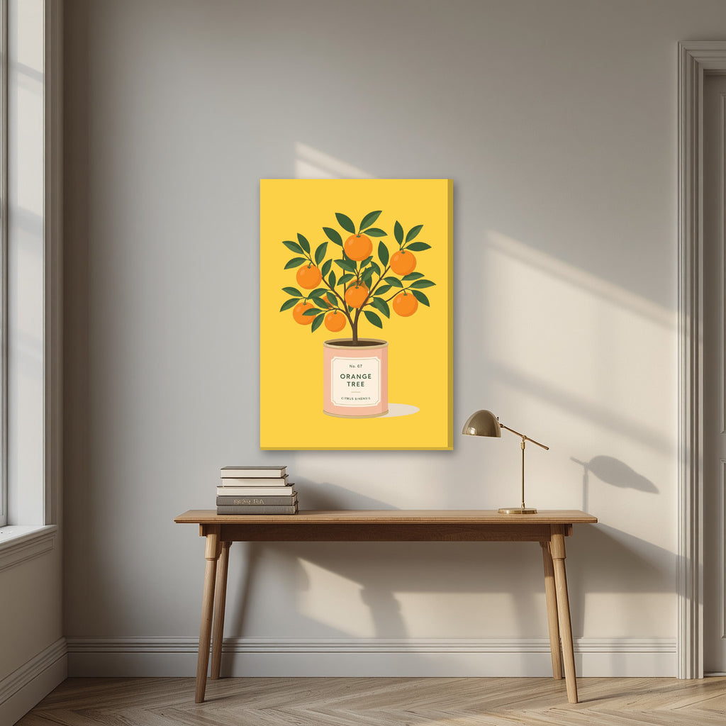 Orange Tree — Fruit Trees art print, on slim canvas, styled in a desk