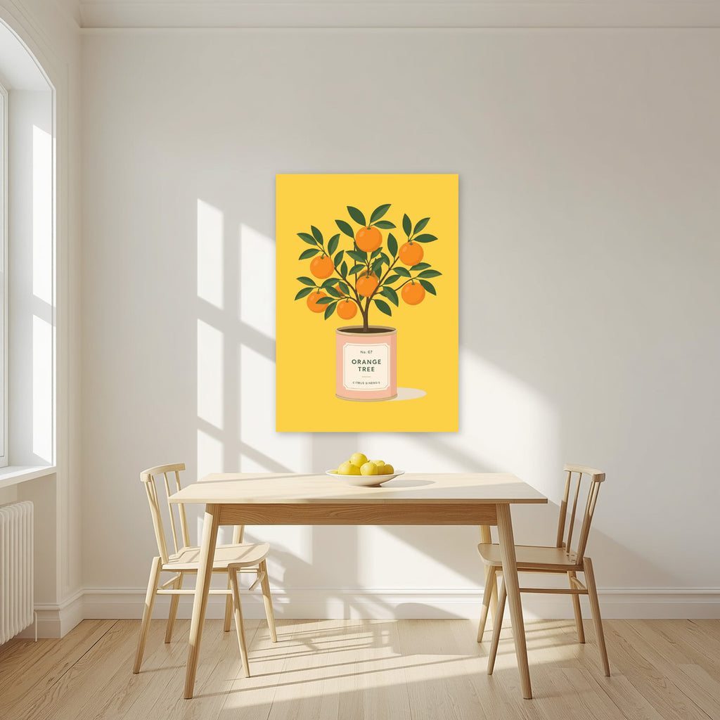 Orange Tree — Fruit Trees art print, unframed poster, styled in a kitchen